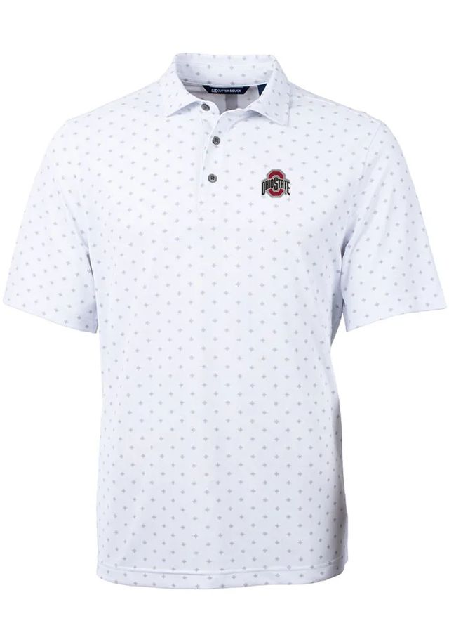 Cutter and Buck Ohio State Buckeyes Mens Virtue Eco Pique Tile Short Sleeve Polo