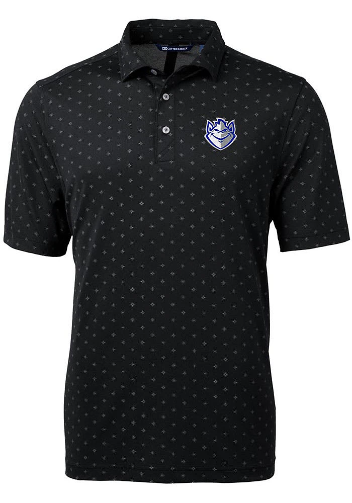 Cutter and Buck Saint Louis Billikens Mens Black Virtue Eco Pique Tile Short Sleeve Polo