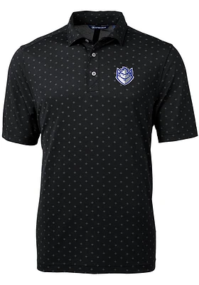 Cutter and Buck Saint Louis Billikens Mens Black Virtue Eco Pique Tile Short Sleeve Polo