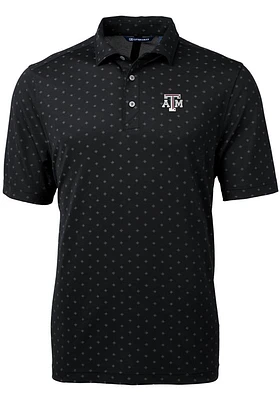 Cutter and Buck Texas A&M Aggies Mens Black Virtue Eco Pique Tile Short Sleeve Polo