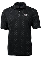 Cutter and Buck Texas A&M Aggies Mens Black Virtue Eco Pique Tile Short Sleeve Polo