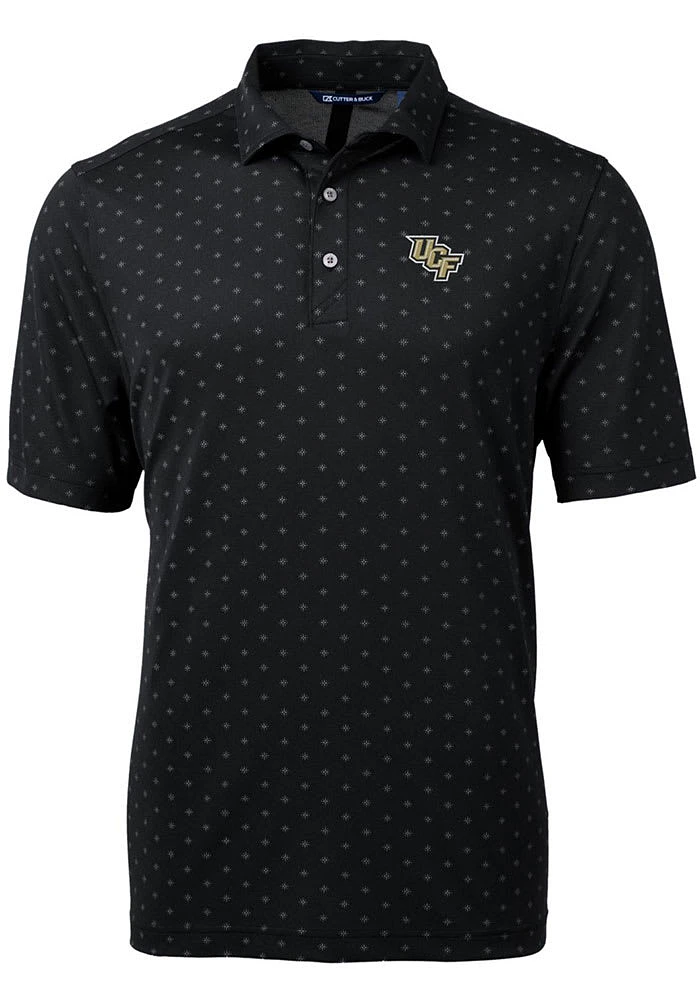 Cutter and Buck UCF Knights Mens Black Virtue Eco Pique Tile Short Sleeve Polo