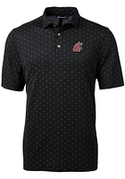 Cutter and Buck Washington State Cougars Mens Black Virtue Eco Pique Tile Short Sleeve Polo