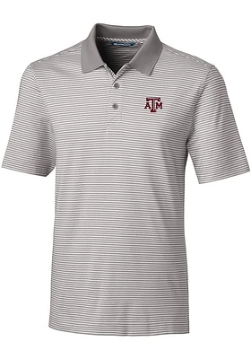 Cutter and Buck Texas A&M Aggies Mens Grey Forge Tonal Stripe Short Sleeve Polo