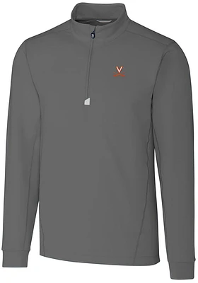 Cutter and Buck Virginia Cavaliers Mens Traverse Stretch Long Sleeve Qtr Zip Pullover
