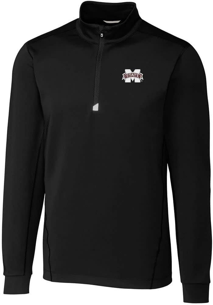 Cutter and Buck Mississippi State Bulldogs Mens Traverse Stretch Long Sleeve Qtr Zip Pullove