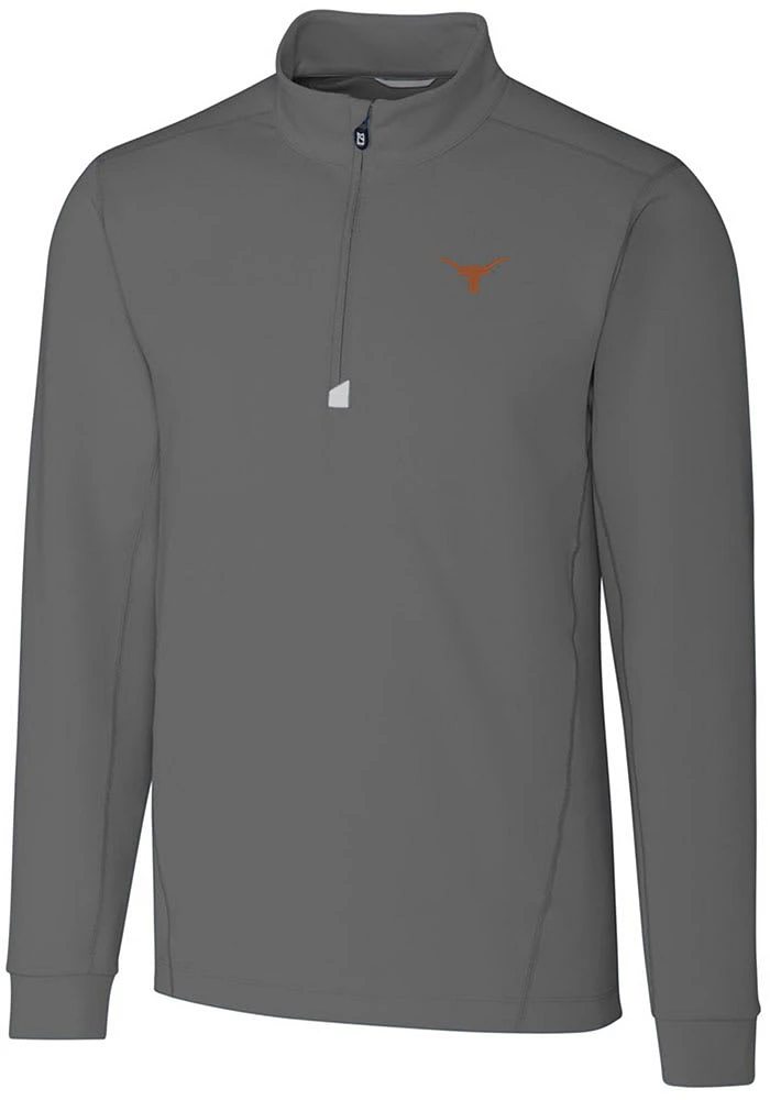 Cutter and Buck Texas Longhorns Mens Grey Traverse Stretch Long Sleeve Qtr Zip Pullover