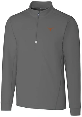 Cutter and Buck Texas Longhorns Mens Grey Traverse Stretch Long Sleeve Qtr Zip Pullover