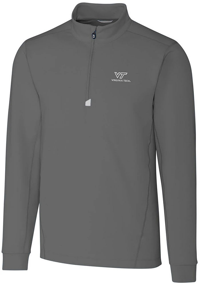 Cutter and Buck Virginia Tech Hokies Mens Traverse Stretch Long Sleeve Qtr Zip Pullover