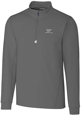 Cutter and Buck Virginia Tech Hokies Mens Traverse Stretch Long Sleeve Qtr Zip Pullover
