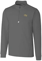 Cutter and Buck GA Tech Yellow Jackets Mens Traverse Stretch Long Sleeve Qtr Zip Pullover