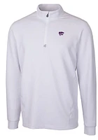 Cutter and Buck K-State Wildcats Mens White Traverse Stretch Long Sleeve Qtr Zip Pullover