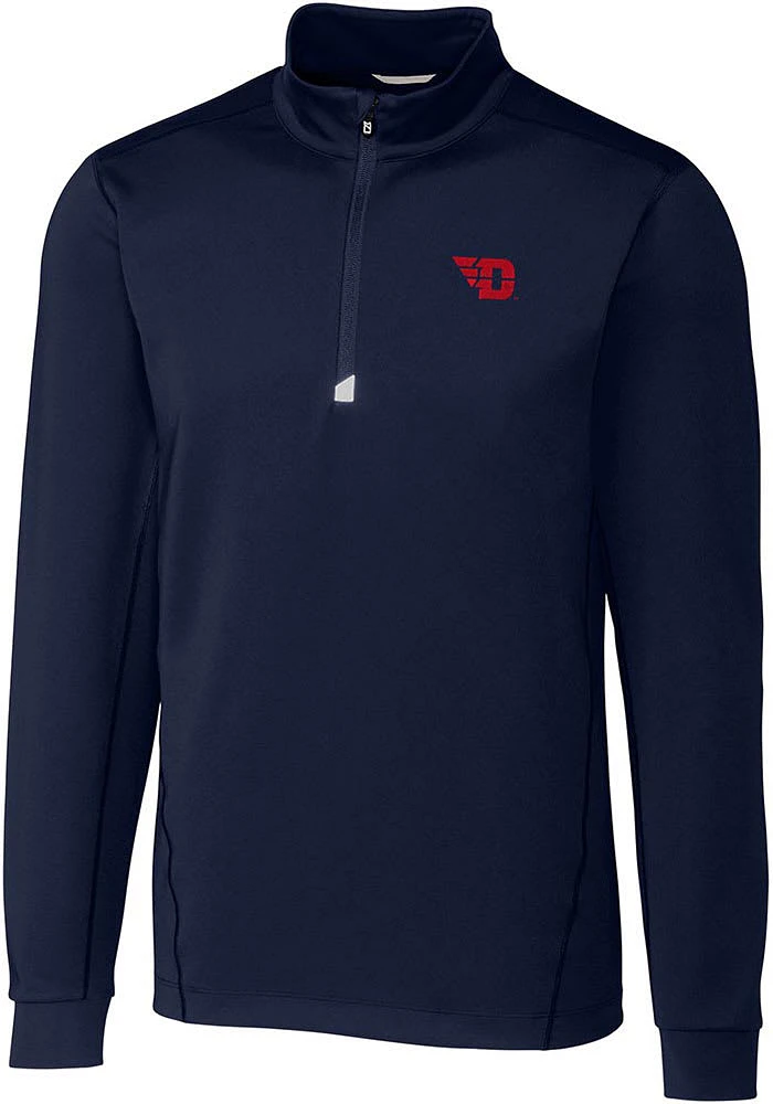 Cutter and Buck Dayton Flyers Mens Navy Blue Traverse Long Sleeve Qtr Zip Pullover