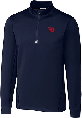 Cutter and Buck Dayton Flyers Mens Navy Blue Traverse Long Sleeve 1/4 Zip Pullover