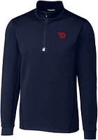 Cutter and Buck Dayton Flyers Mens Navy Blue Traverse Long Sleeve 1/4 Zip Pullover