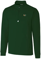 Cutter and Buck Miami Hurricanes Mens Traverse Stretch Long Sleeve Qtr Zip Pullover