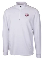 Cutter and Buck Texas A&M Aggies Mens White Traverse Stretch Long Sleeve Qtr Zip Pullover