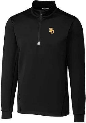 Cutter and Buck Baylor Bears Mens Traverse Stretch Long Sleeve Qtr Zip Pullover