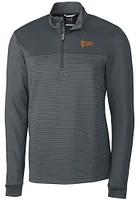 Cutter and Buck Arizona State Sun Devils Mens Grey Traverse Stripe Stretch Long Sleeve Qtr Zip P..