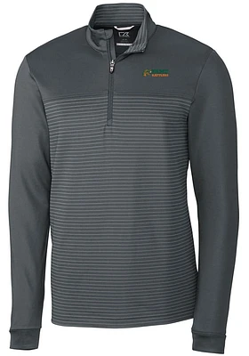 Cutter and Buck Florida A&M Rattlers Mens Grey Traverse Stripe Stretch Long Sleeve Qtr Zip Pullove..