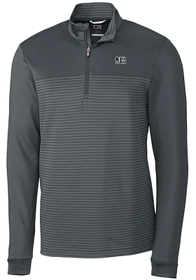 Cutter and Buck Jackson State Tigers Mens Grey Traverse Stripe Stretch Long Sleeve Qtr Zip Pullove..