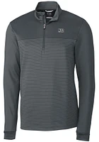 Cutter and Buck Jackson State Tigers Mens Grey Traverse Stripe Stretch Long Sleeve Qtr Zip Pullove..
