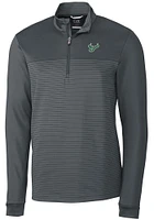Cutter and Buck South Florida Bulls Mens Grey Traverse Stripe Stretch Long Sleeve Qtr Zip Pullover