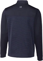 Cutter and Buck Fresno State Bulldogs Mens Navy Blue Traverse Stripe Stretch Long Sleeve Qtr Zip P..