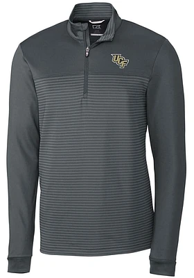 Cutter and Buck UCF Knights Mens Traverse Stripe Stretch Long Sleeve Qtr Zip Pullover