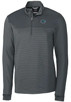 Cutter and Buck Florida Gators Mens Traverse Stripe Stretch Long Sleeve Qtr Zip Pullover