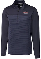 Cutter and Buck Gonzaga Bulldogs Mens Navy Blue Traverse Stripe Stretch Long Sleeve Qtr Zip Pull..
