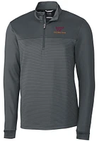 Cutter and Buck Virginia Tech Hokies Mens Grey Traverse Stripe Stretch Long Sleeve Qtr Zip Pullove..