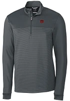 Cutter and Buck Auburn Tigers Mens Grey Traverse Stripe Stretch Long Sleeve Qtr Zip Pullover