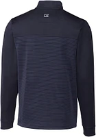 Cutter and Buck BYU Cougars Mens Navy Blue Traverse Stripe Stretch Long Sleeve Qtr Zip Pullover