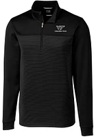 Cutter and Buck Virginia Tech Hokies Mens Black Traverse Stripe Stretch Long Sleeve Qtr Zip Pullov..