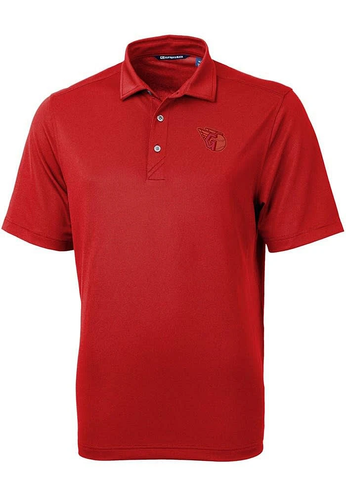 Cutter and Buck Cleveland Guardians Mens Red Virtue Short Sleeve Polo