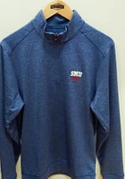 Cutter and Buck SMU Mustangs Mens Blue Shoreline Long Sleeve Qtr Zip Pullover
