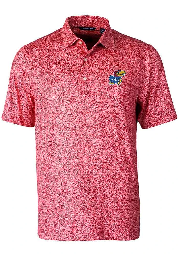 Cutter and Buck Kansas Jayhawks Mens Red Constellation Short Sleeve Polo
