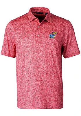 Cutter and Buck Kansas Jayhawks Mens Red Constellation Short Sleeve Polo