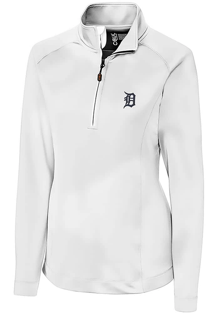 Cutter and Buck Detroit Tigers Womens White Jackson Qtr Zip