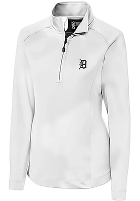 Cutter and Buck Detroit Tigers Womens White Jackson Qtr Zip