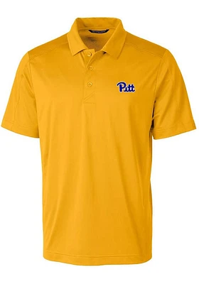 Cutter and Buck Pitt Panthers Mens Gold Prospect Short Sleeve Polo