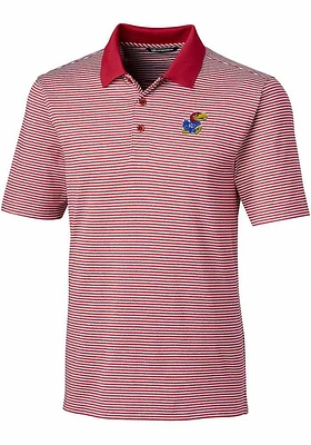 Cutter and Buck Kansas Jayhawks Mens Forge Tonal Stripe Short Sleeve Polo