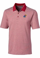 Cutter and Buck Kansas Jayhawks Mens Forge Tonal Stripe Short Sleeve Polo