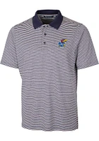 Cutter and Buck Kansas Jayhawks Mens Navy Blue Forge Tonal Stripe Short Sleeve Polo