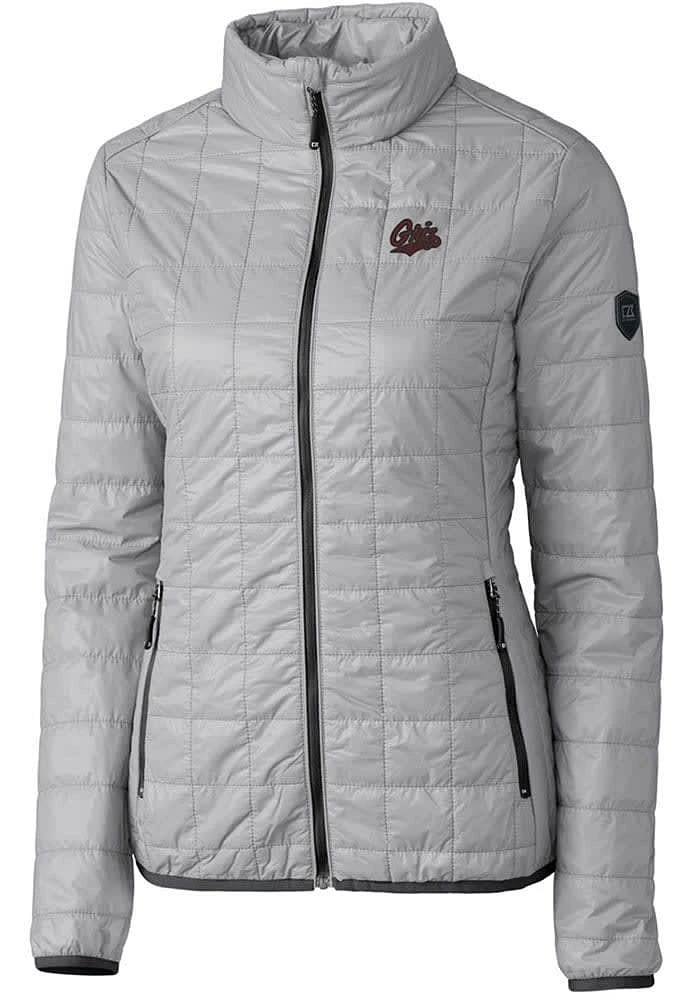 Cutter and Buck Montana Grizzlies Womens Grey Rainier PrimaLoft Puffer Filled Jacket