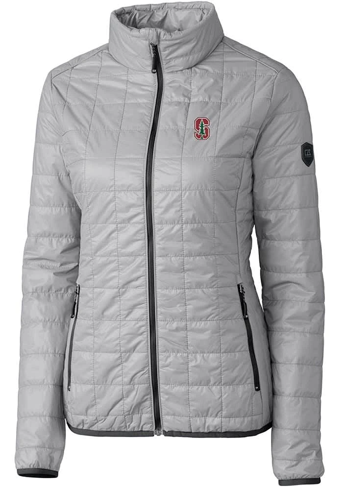 Cutter and Buck Stanford Cardinal Womens Grey Rainier PrimaLoft Puffer Filled Jacket
