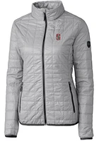 Cutter and Buck Stanford Cardinal Womens Grey Rainier PrimaLoft Puffer Filled Jacket