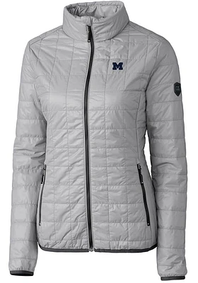 Cutter and Buck Michigan Wolverines Womens Grey Rainier PrimaLoft Puffer Filled Jacket