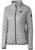 Cutter and Buck Michigan Wolverines Womens Grey Rainier PrimaLoft Puffer Filled Jacket